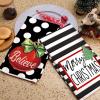 imageARKENY Christmas Dish Towels for Christmas Decor White Polka dot Xmas Kitchen Towels 18x26 Inch Red Bell Washcloths Seasonal Merry Christmas Hand Towel for Cooking Set of 2 AD024