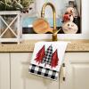 imageARKENY Christmas Kitchen TowelsBlack Buffalo Plaid Xmas Tree Dish Towels 18x26 Inch Drying DishclothFarmhouse Home Noel Decoration AD145