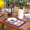 imageARKENY Happy Mardi Gras Placemats 12x18 Inches Set of 4 Carnival Masquerade Beads Seasonal Farmhouse Burlap Indoor Kitchen Dining Table Mats Decorations for Home Party AP3574