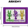 imageARKENY Happy Mardi Gras Placemats 12x18 Inches Set of 4 Carnival Masquerade Beads Seasonal Farmhouse Burlap Indoor Kitchen Dining Table Mats Decorations for Home Party AP3574