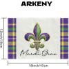 imageARKENY Mardi Gras Carnival Placemats 12X18 Inches Set of 4 Fleur De Lis Seasonal Farmhouse Burlap Indoor Kitchen Dining Table Mats Decorations for Home Party