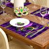 imageARKENY Mardi Gras Carnival Placemats 12x18 Inches Set of 4 Fleur De Lis Purple Seasonal Farmhouse Burlap Indoor Kitchen Dining Table Decorations for Home Party AP03018