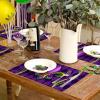 imageARKENY Mardi Gras Carnival Placemats 12x18 Inches Set of 4 Fleur De Lis Purple Seasonal Farmhouse Burlap Indoor Kitchen Dining Table Decorations for Home Party AP03018