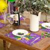 imageARKENY Mardi Gras Carnival Placemats 12x18 Inches Set of 4 Mask Beads Purple Seasonal Farmhouse Burlap Indoor Kitchen Dining Table Decorations for Home Party AP5524