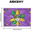 imageARKENY Mardi Gras Carnival Placemats 12x18 Inches Set of 4 Mask Beads Purple Seasonal Farmhouse Burlap Indoor Kitchen Dining Table Decorations for Home Party AP5524