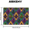 imageARKENY Mardi Gras Placemats 12x18 Inches Set of 4 Fleur De Lis Seasonal Farmhouse Diamond Lattice Burlap Indoor Kitchen Dining Table Decorations for Home Party AP0684