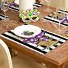 imageARKENY Mardi Gras Placemats 18x12 Inches Set of 4 Fleur De Lis Carnival Table Decor Stripe Burlap Farmhouse Indoor Outdoor Holiday Decoration Mats for Home Party