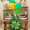 imageARKENY St Patricks Day Table Runner 13x72 Inches Green Shamrock Good Luck Spring Seasonal Farmhouse Burlap Indoor Kitchen Dining Table Decorations for Home Party AT54072