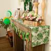 imageARKENY St Patricks Day Table Runner 13x72 Inches Green Shamrock Lucky Spring Seasonal Farmhouse Burlap Indoor Kitchen Dining Table Decorations for Home Party AT07472