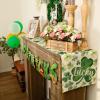 imageARKENY St Patricks Day Table Runner 13x72 Inches Green Shamrock Lucky Spring Seasonal Farmhouse Burlap Indoor Kitchen Dining Table Decorations for Home Party AT54272
