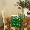 imageARKENY St Patricks Day Table Runner 13x72 Inches Green Shamrock Lucky Spring Seasonal Farmhouse Burlap Indoor Kitchen Dining Table Decorations for Home Party AT55172