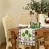 imageARKENY St Patricks Day Table Runner 13x72 Inches Green Shamrock Mason Jar Lucky Spring Seasonal Farmhouse Buffalo Plaid Burlap Indoor Kitchen Dining Table Decorations for Home Party AT54772