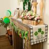 imageARKENY St Patricks Day Table Runner 13x72 Inches Green Shamrock Mason Jar Lucky Spring Seasonal Farmhouse Buffalo Plaid Burlap Indoor Kitchen Dining Table Decorations for Home Party AT54772