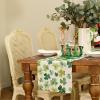 imageARKENY St Patricks Day Table Runner 13x72 Inches Shamrock Green Spring Seasonal Farmhouse Burlap Indoor Kitchen Dining Table Decorations for Home Party AT39372