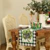 imageARKENY St Patricks Day Table Runner 13x72 Inches Shamrock Lucky Bow Spring Seasonal Farmhouse Buffalo Plaid Burlap Indoor Kitchen Dining Table Decorations for Home Party AT54672