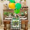 imageARKENY St Patricks Day Table Runner 13x72 Inches Shamrock Lucky Bow Spring Seasonal Farmhouse Buffalo Plaid Burlap Indoor Kitchen Dining Table Decorations for Home Party AT54672