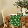 imageARKENY St Patricks Day Table Runner 13x72 Inches Shamrock Lucky Green Spring Seasonal Farmhouse Burlap Indoor Kitchen Dining Table Decorations for Home Party AT54572
