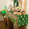 imageARKENY St Patricks Day Table Runner 13x72 Inches Shamrock Lucky Green Spring Seasonal Farmhouse Burlap Indoor Kitchen Dining Table Decorations for Home Party AT54572