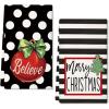 imageARKENY Christmas Dish Towels for Christmas Decor White Polka dot Xmas Kitchen Towels 18x26 Inch Red Bell Washcloths Seasonal Merry Christmas Hand Towel for Cooking Set of 2 AD024