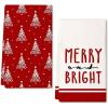 imageARKENY Christmas Kitchen Towels Set of 2Green Buffalo Plaid Xmas Tree Dish Towels 18x26 InchHoilday Farmhouse Home Decoration AD099Red