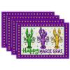 imageARKENY Happy Mardi Gras Placemats 12x18 Inches Set of 4 Carnival Masquerade Beads Seasonal Farmhouse Burlap Indoor Kitchen Dining Table Mats Decorations for Home Party AP3574