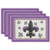 imageARKENY Mardi Gras Carnival Placemats 12x18 Inches Set of 4 Fleur De Lis Purple Seasonal Farmhouse Burlap Indoor Kitchen Dining Table Decorations for Home Party AP35918