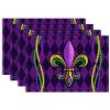 imageARKENY Mardi Gras Carnival Placemats 12x18 Inches Set of 4 Fleur De Lis Purple Seasonal Farmhouse Burlap Indoor Kitchen Dining Table Decorations for Home Party AP03018
