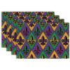imageARKENY Mardi Gras Placemats 12x18 Inches Set of 4 Fleur De Lis Seasonal Farmhouse Diamond Lattice Burlap Indoor Kitchen Dining Table Decorations for Home Party AP0684