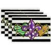 imageARKENY Mardi Gras Placemats 18x12 Inches Set of 4 Fleur De Lis Carnival Table Decor Stripe Burlap Farmhouse Indoor Outdoor Holiday Decoration Mats for Home Party