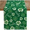 imageARKENY St Patricks Day Table Runner 13x72 Inches Green Shamrock Lucky Spring Seasonal Farmhouse Burlap Indoor Kitchen Dining Table Decorations for Home Party AT53772