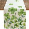 imageARKENY St Patricks Day Table Runner 13x72 Inches Green Shamrock Spring Seasonal Farmhouse Burlap Indoor Kitchen Dining Table Decorations for Home Party AT08072