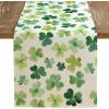 imageARKENY St Patricks Day Table Runner 13x72 Inches Shamrock Green Spring Seasonal Farmhouse Burlap Indoor Kitchen Dining Table Decorations for Home Party AT39372