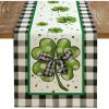 imageARKENY St Patricks Day Table Runner 13x72 Inches Shamrock Lucky Bow Spring Seasonal Farmhouse Buffalo Plaid Burlap Indoor Kitchen Dining Table Decorations for Home Party AT54672