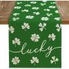 imageARKENY St Patricks Day Table Runner 13x72 Inches Shamrock Lucky Green Spring Seasonal Farmhouse Burlap Indoor Kitchen Dining Table Decorations for Home Party AT54572
