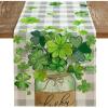 imageARKENY St Patricks Day Table Runner 13x72 Inches Shamrock Lucky Vase Spring Seasonal Farmhouse Buffalo Plaid Burlap Indoor Kitchen Dining Table Decorations for Home Party AT38772