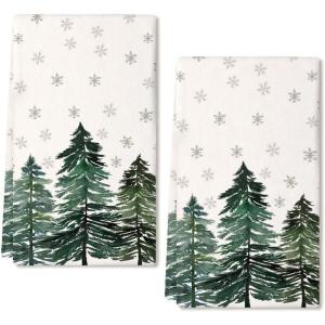 imageARKENY Christmas Kitchen Towels Set of 2Green Xmas Tree Snowflake Dish Towels 18x26 Inch Drying DishclothFarmhouse Nobel Home Decoration AD140Green Two Piece