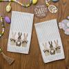 imageARKENY Easter Kitchen Towels Set of 2Beige Pink Bunny Floral Eggs Dish Towels 18x26 Inch Drying DishclothFarmhouse Home Seasonal Spring Decorations AD217Beige Two Bunny