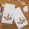 imageARKENY Easter Kitchen Towels Set of 2Beige Pink Bunny Floral Eggs Dish Towels 18x26 Inch Drying DishclothFarmhouse Home Seasonal Spring Decorations AD217Beige Two Bunny