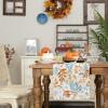 imageARKENY Fall Thanksgiving Table Runner 13x72 InchesFloral Leaves Seasonal Burlap Farmhouse Indoor Outdoor Autumn Table Runner for Home AT49172