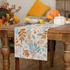 imageARKENY Fall Thanksgiving Table Runner 13x72 InchesFloral Leaves Seasonal Burlap Farmhouse Indoor Outdoor Autumn Table Runner for Home AT49172