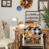 imageARKENY Happy Fall Pumpkins Table Runner 13x72 Inches Buffalo Plaid Holiday Indoor Outdoor Table Decoration for Home