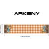 imageARKENY Happy Fall Thanksgiving Table Runner 13x72 InchesPumpkins LeavesSeasonal Burlap Farmhouse Blue Truck Indoor Outdoor Autumn Table Runner for Home Orange Plaid