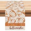 imageARKENY Fall Thanksgiving Table Runner 13x72 InchesOrange Hello Pumpkin Seasonal Burlap Farmhouse Indoor Autumn Table Runner for Home AT25872