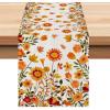 imageARKENY Fall Thanksgiving Table Runner 13x72 InchesWildflower LeavesSeasonal Burlap Farmhouse Indoor Autumn Table Runner for Home