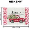 imageARKENY Mothers Day Placemats 12x18 Inches Set of 4 Love You More Truck Heart Farmhouse Burlap Pink Indoor Anniversary Wedding Valentines Table Decorations for Home Party AP53318