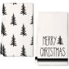 imageMerry Christmas Kitchen Towels Set of 2Green Xmas Tree Snow Dish Hand Towels Holiday Home Indoor Bathroom Party Seasonal Noel Decorations DD051Black
