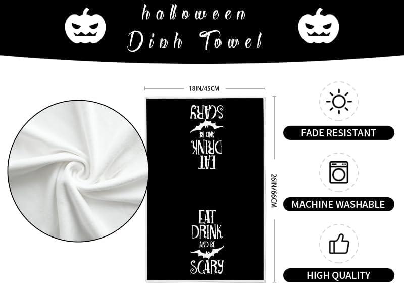 imageARKENY Ghost Halloween Kitchen Towels Set of 2Black Bat Boo Dish Towels 18x26 InchFarmhouse Home Indoor Vintage Party Decoration AD393