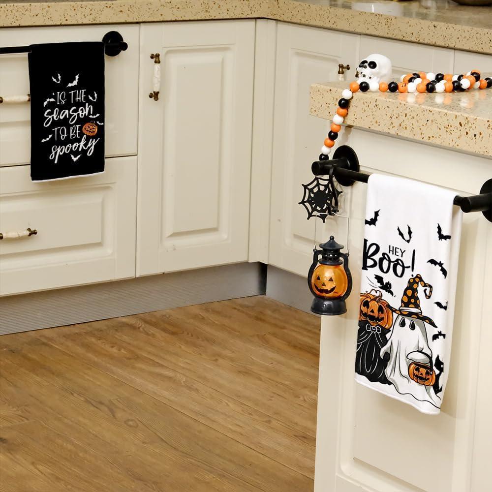 imageARKENY Pumpkin Ghost Halloween Kitchen Towels Set of 2Black Bat Boo Dish Towels 18x26 InchFarmhouse Home Indoor Vintage Party Decoration AD394