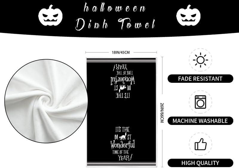 imageARKENY Skeleton Halloween Kitchen Towels Set of 2Black Cat Dish Towels 18x26 InchFarmhouse Home Indoor Vintage Party Decoration AD392