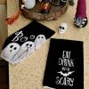 imageARKENY Ghost Halloween Kitchen Towels Set of 2Black Bat Boo Dish Towels 18x26 InchFarmhouse Home Indoor Vintage Party Decoration AD393